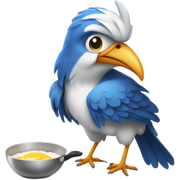 Cacadu bird, cooking breakfast, easting breakfast, happy emoji