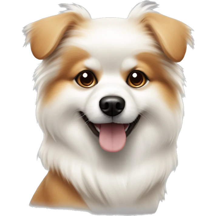 white little pomerian spritz with brown dog and black nose emoji