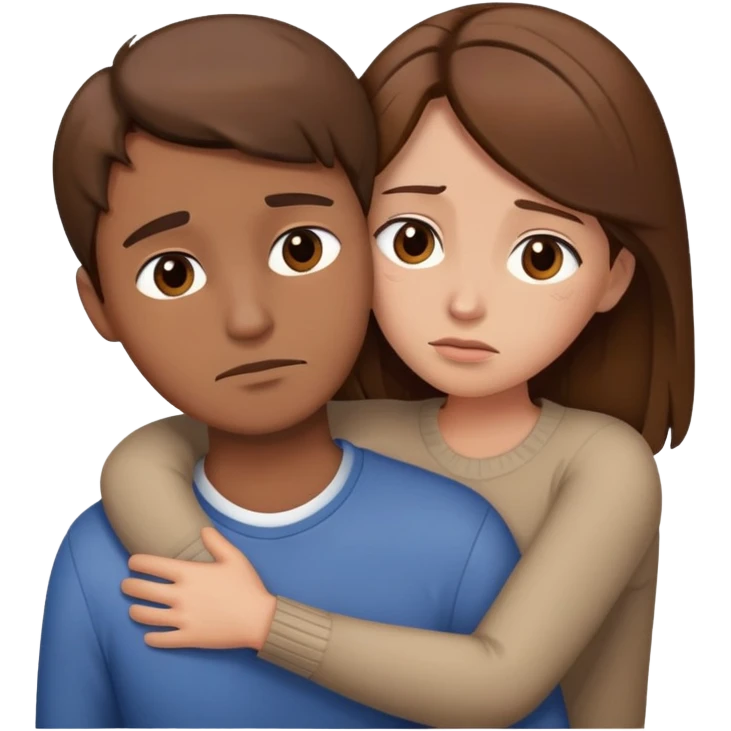 brown hair sad couple emoji