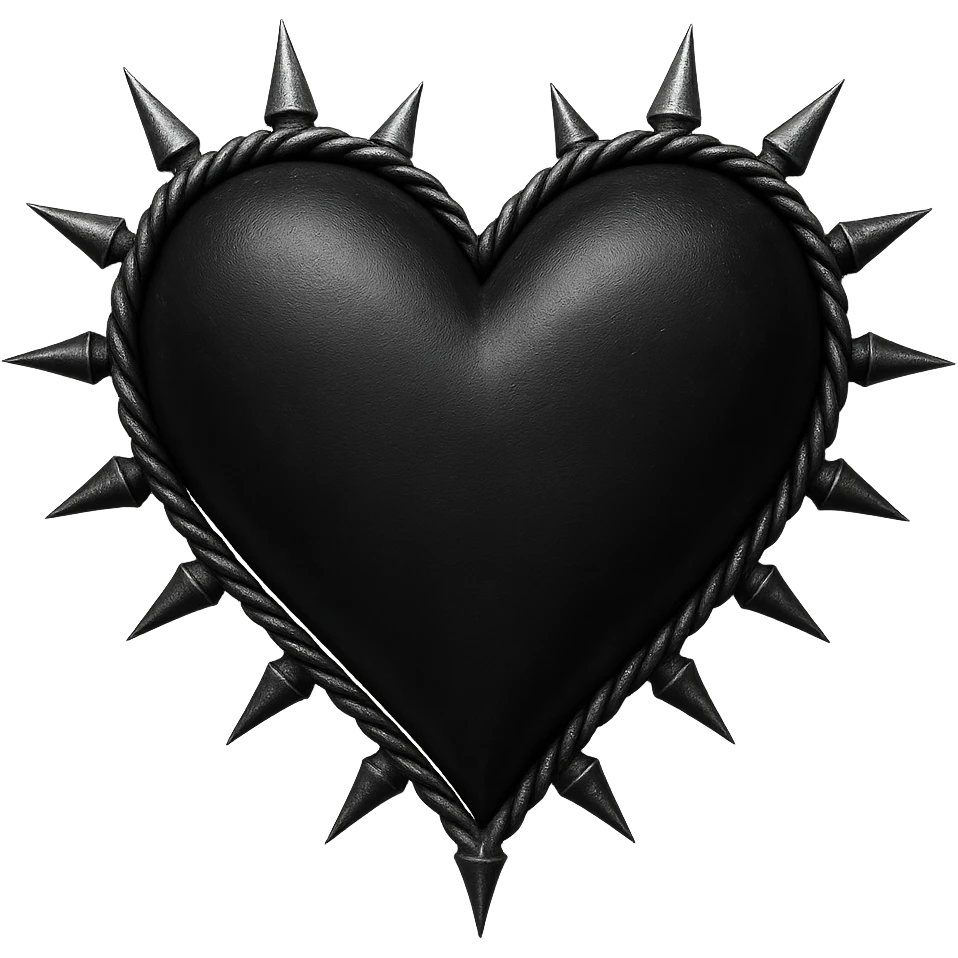 goth black white heart 3d  , remove background  emoji