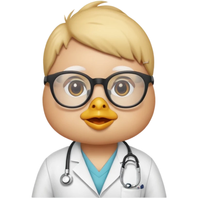 chick animal with glasses, wearing doctor uniform emoji