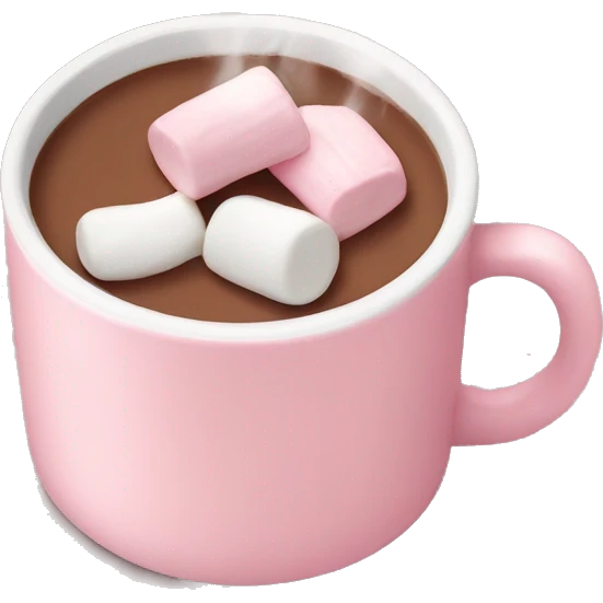 Light Pink mug of hot chocolate with marshmallows  emoji