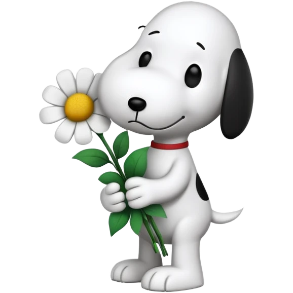 Snoopy holding flower bouquet emoji
