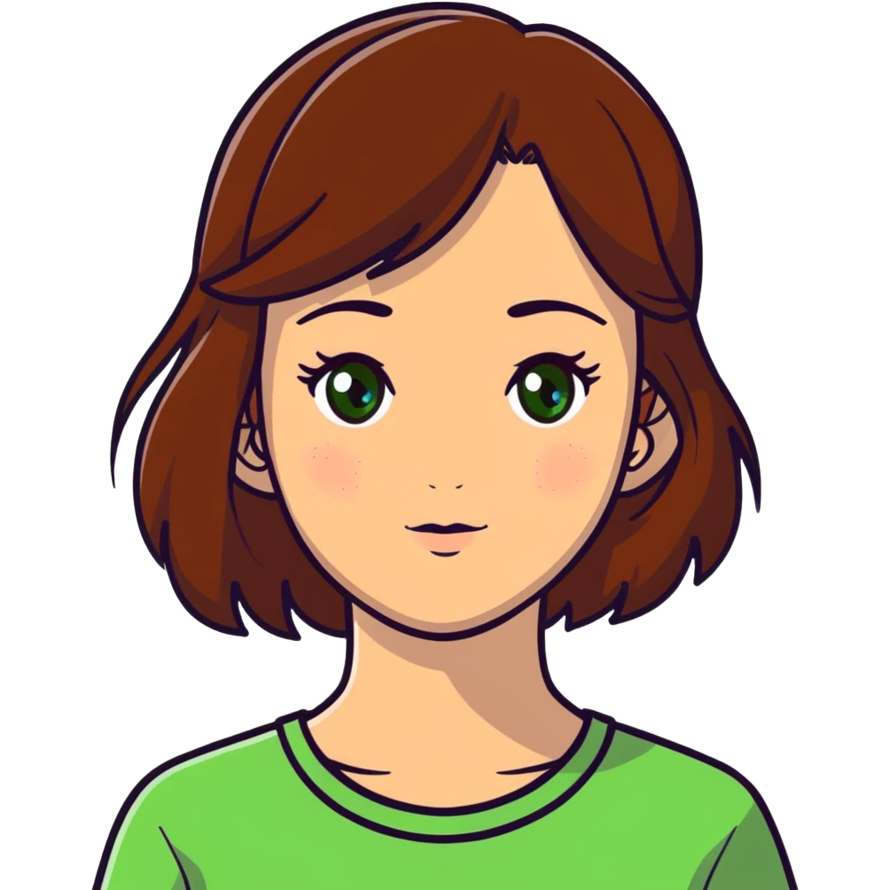 girl with brown hair green eyes and freckles emoji