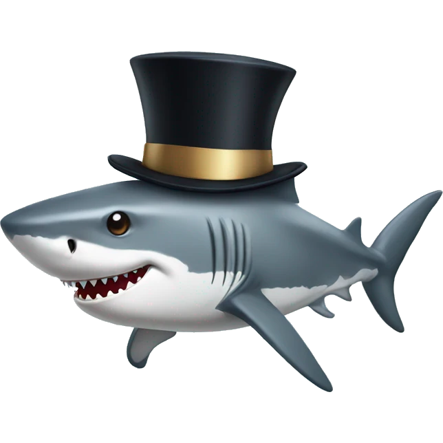Shark with a top hat emoji