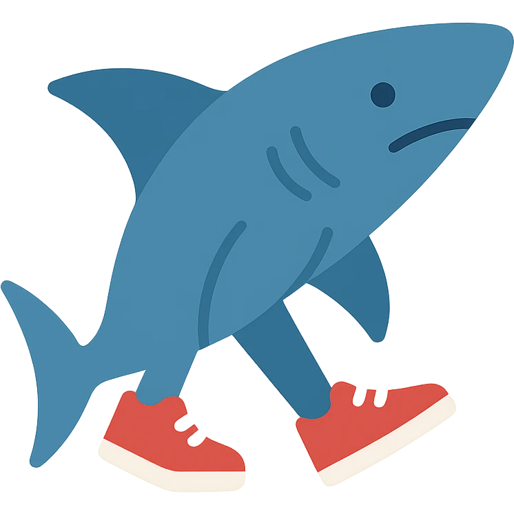 a shark wearing sneakers emoji