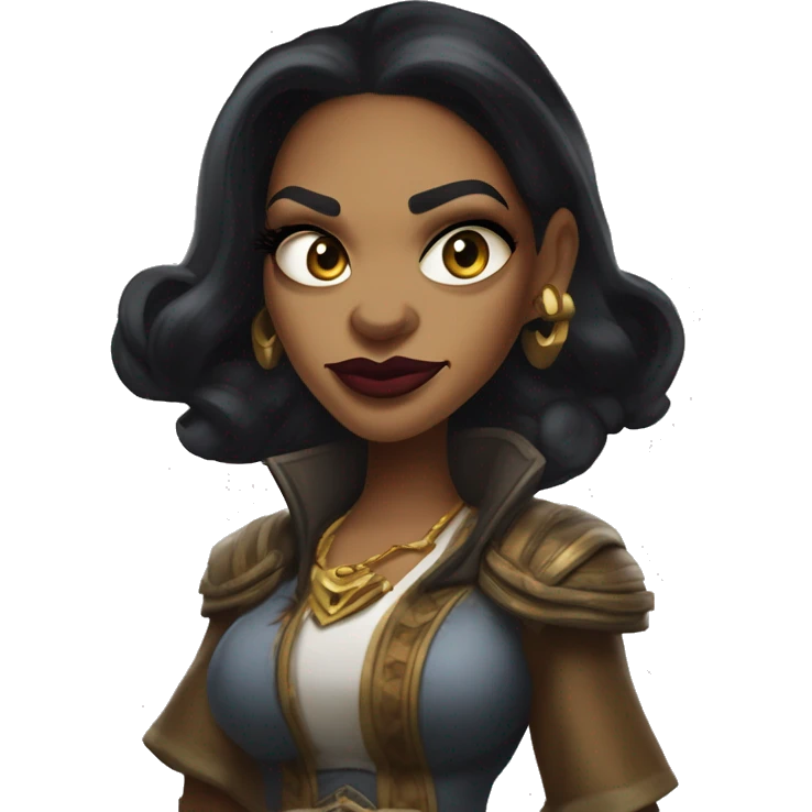  Warcraft Rihanna expedition leader in Uncle Scrooge style, mysterious eyes, intricate lips, masterpiece pose emoji