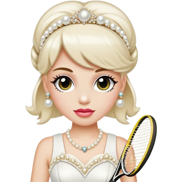 Pearl-encrusted Betsey Johnson white bridal tennis emoji