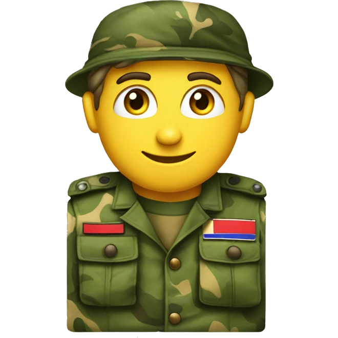 crie um emoji de um militar do exercito brasileiro com o camuflado típico emoji