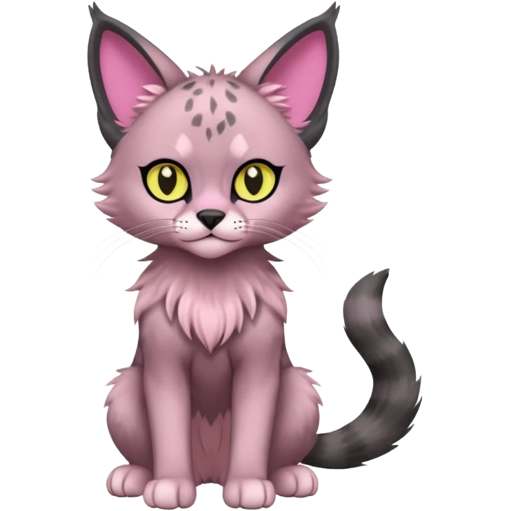 Dark Edgy Cute Pastel Ragdoll-Caracal-Cheetah-Fakémon-Lykoi-feline-hybrid (full body) emoji