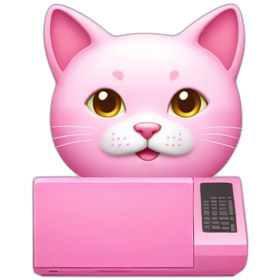 kawaii pink cat computer emoji