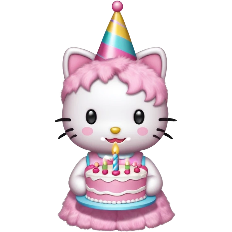 hello kitty with birthday cake emoji