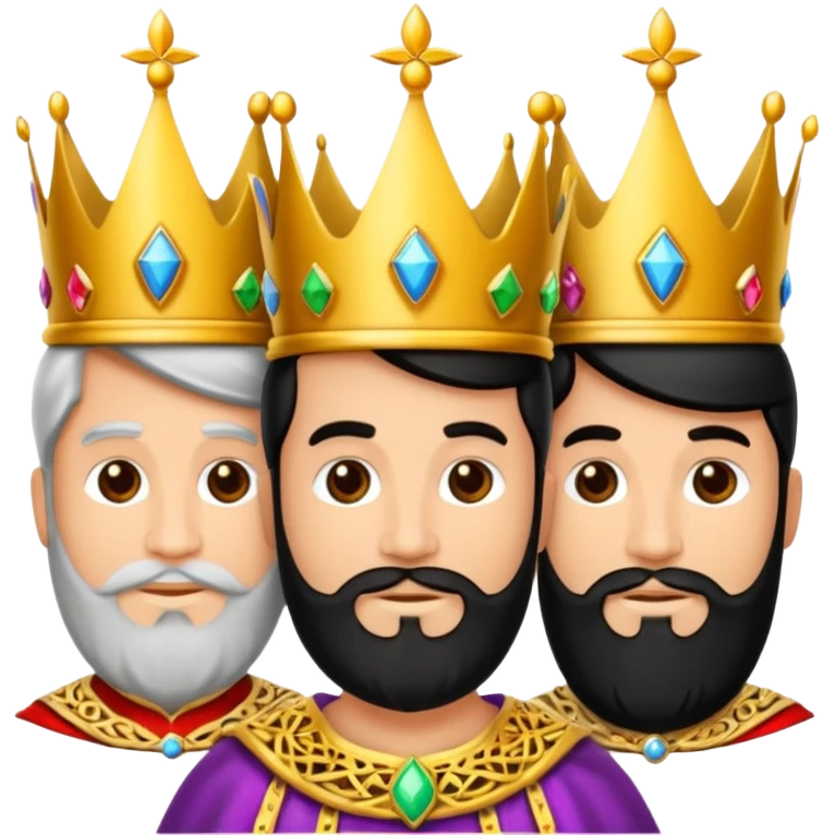 Un emoji de los tres reyes magos juntos(son tres hombres ,dos blancos y uno negro) emoji
