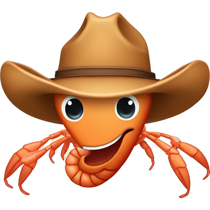Shrimp on the cowboy hat emoji