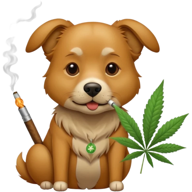 a dog smoking weed emoji