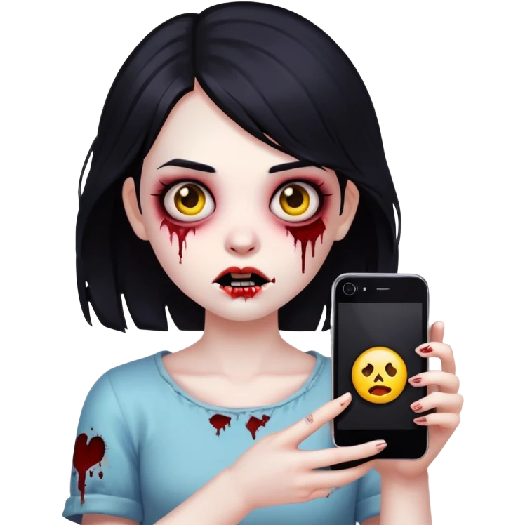 girl zombie with Black hair emoji iphone  emoji