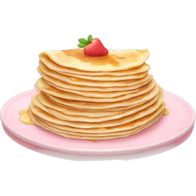 Crepes stacked on a light pink porcelain plate emoji