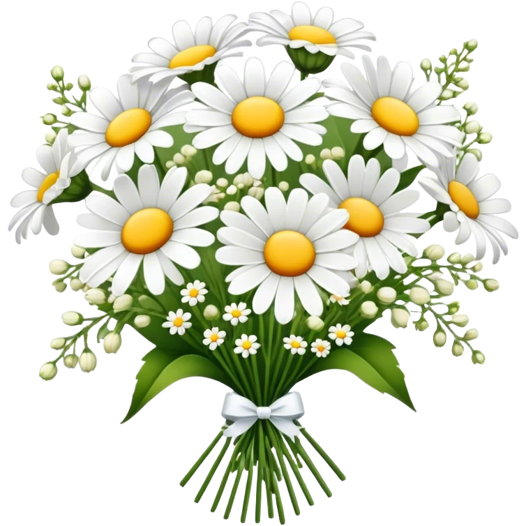 daisy and babies breath bouquet  emoji