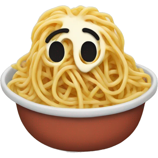 Spaghetti with ghost like cheese on it emoji