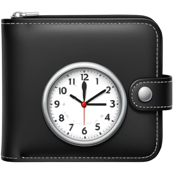 wallet with a clock on it, representing fast and affordable financial services emoji