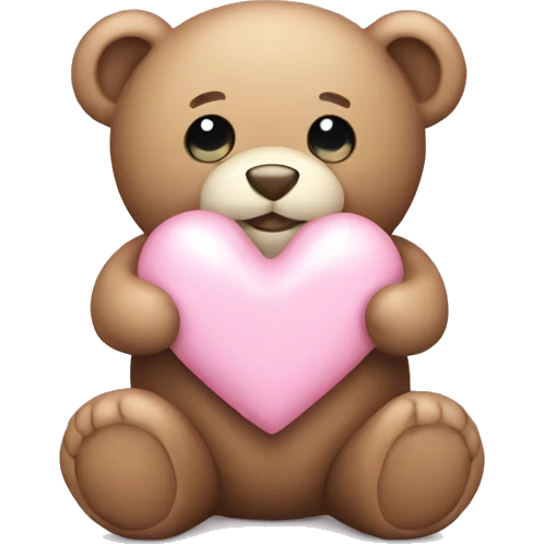 stuffed teddy holding light pink heart emoji