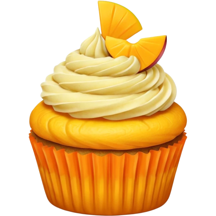 Mango cupcake with mango slice on top emoji