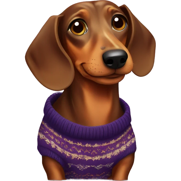 Brown dachshund in a New Year's sweater emoji