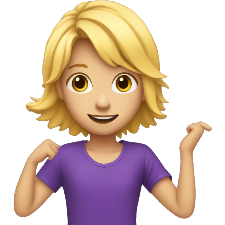 blonde kid dance with purple t shirt  emoji