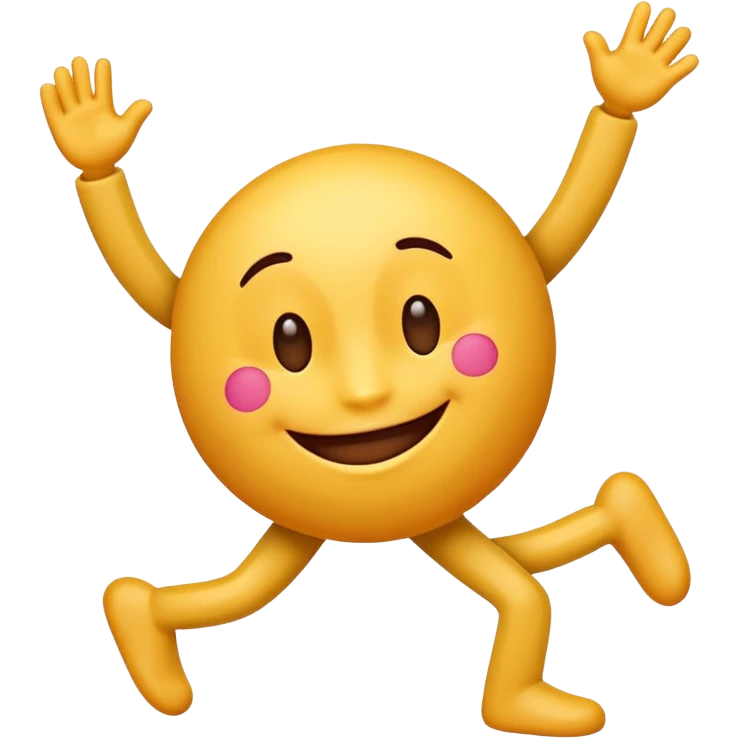 A cute 3D emoji of the English letter 'A' with cartoon arms and legs, dancing happily. Vibrant colors, expressive eyes, smiley face, high quality, white background, sticker style, glossy finish. emoji
