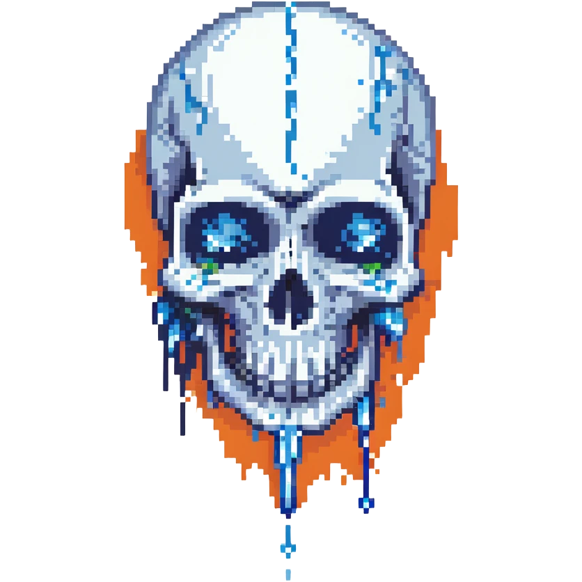 skull with blue tears streaming down emoji