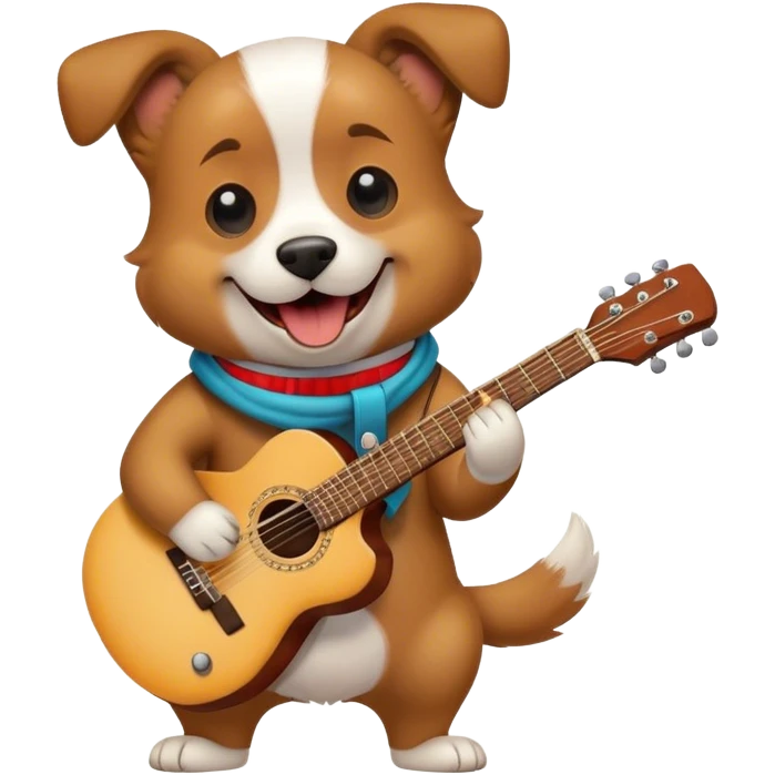 A dog who is playing a guitar emoji