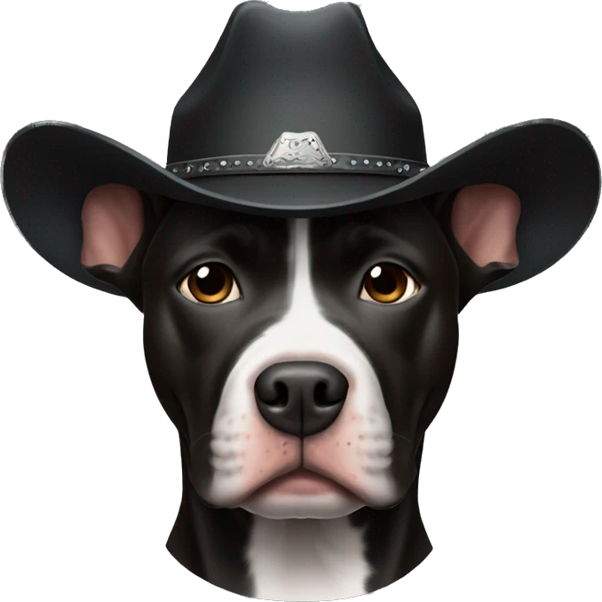All Black pitbull wearing cowboy hat emoji