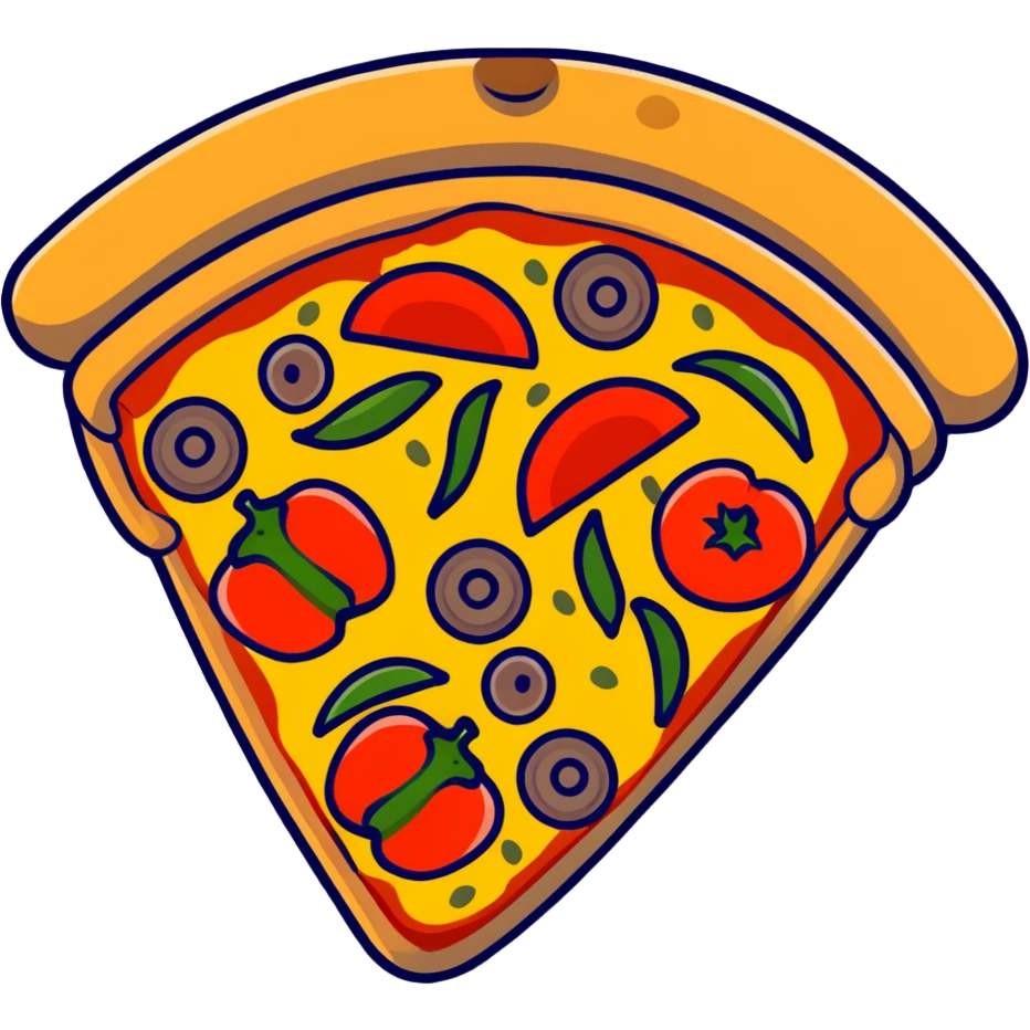 veggie pizza with mushrooms bell peppers and olives emoji