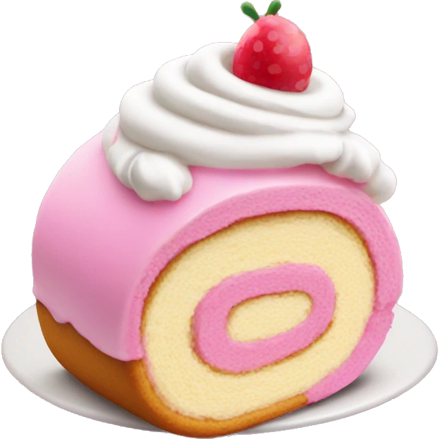 Pink roll cake with whipped cream emoji