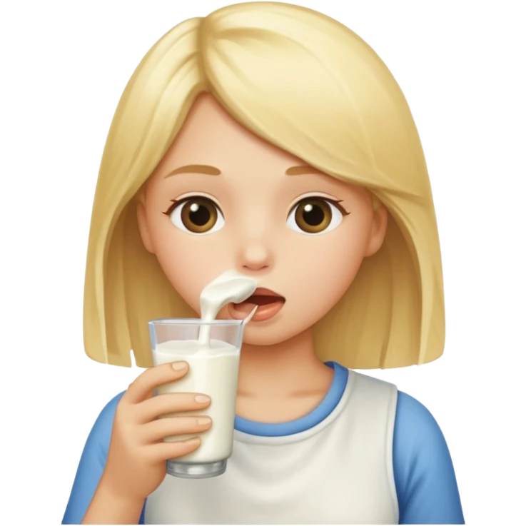 blond girl sucking milk  emoji