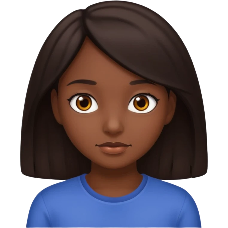 Girl with dark brown hair,dark brown eyes,dark skin emoji