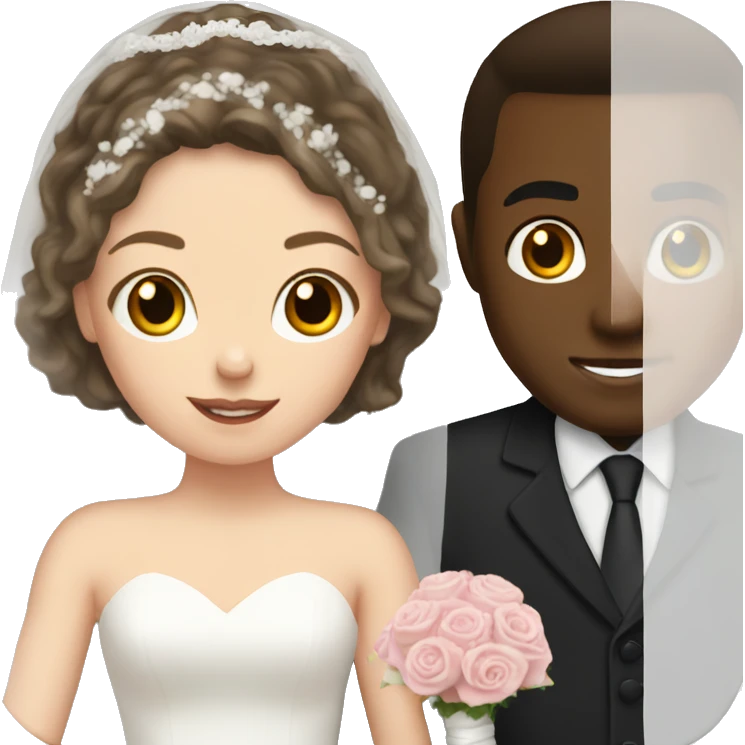 black man and brunette white girl getting married  emoji