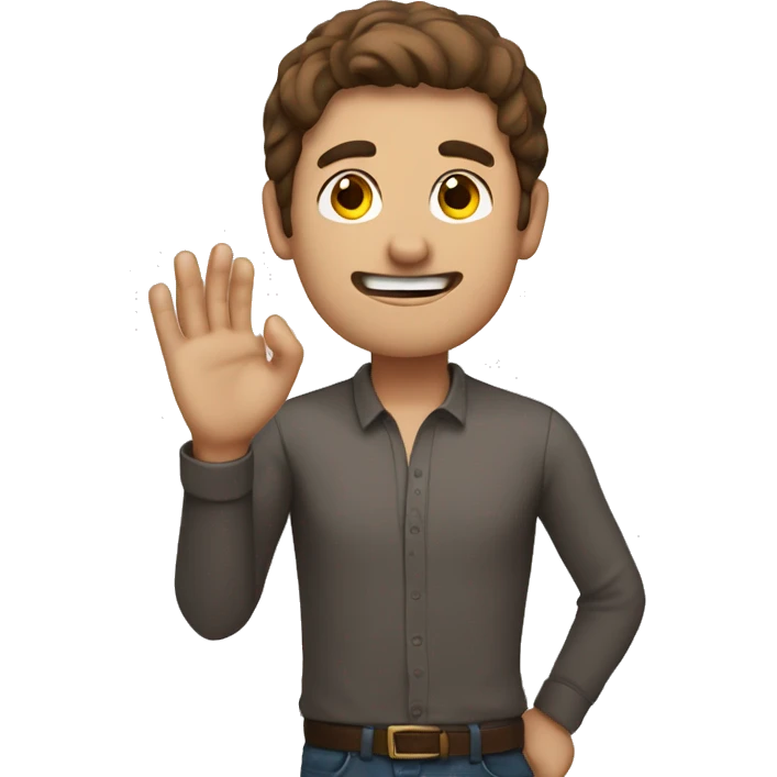 A brown haired man with a hand thats about to pat his head  emoji