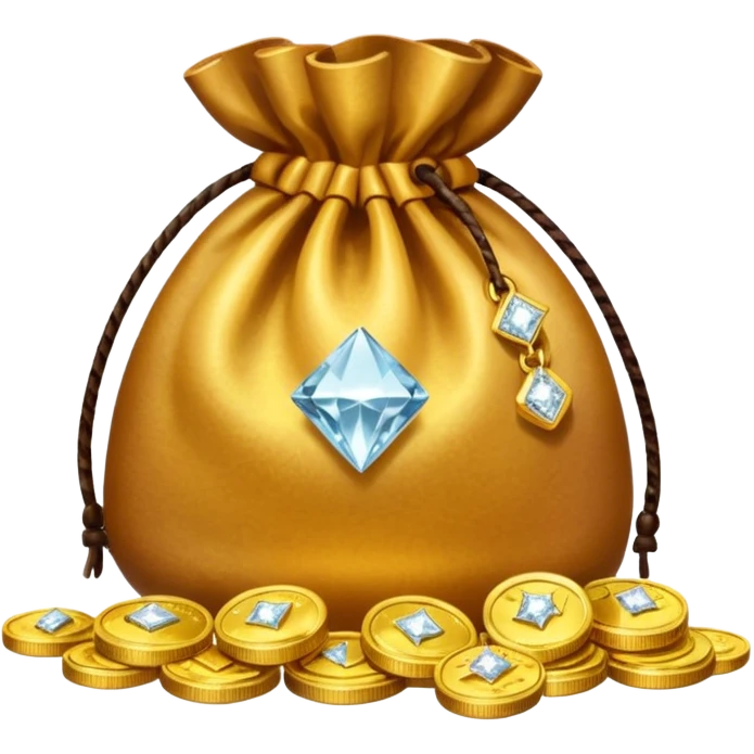 Create an emoji that shows a stack of gold coins, a diamond, and a money bag together. emoji