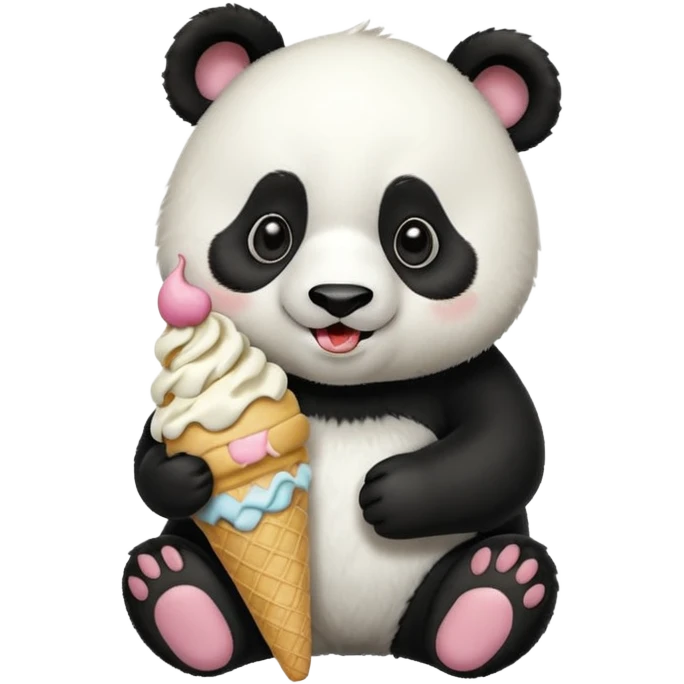 Panda eating ice cream emoji