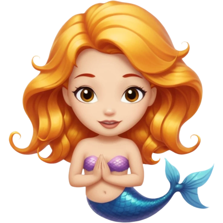 A cute mermaid emoji with a naughty face, looking coy and mischevious with a flirty smirk.  emoji