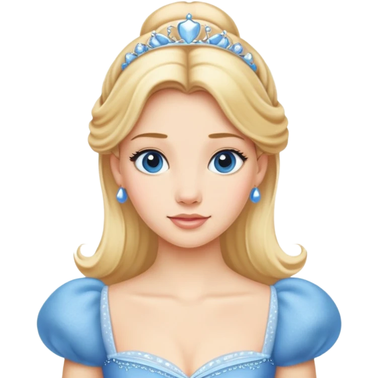 ultra simplified Cinderella, blue dress, blonde hair, very minimal details, slightly zoomed out to show more of dress emoji