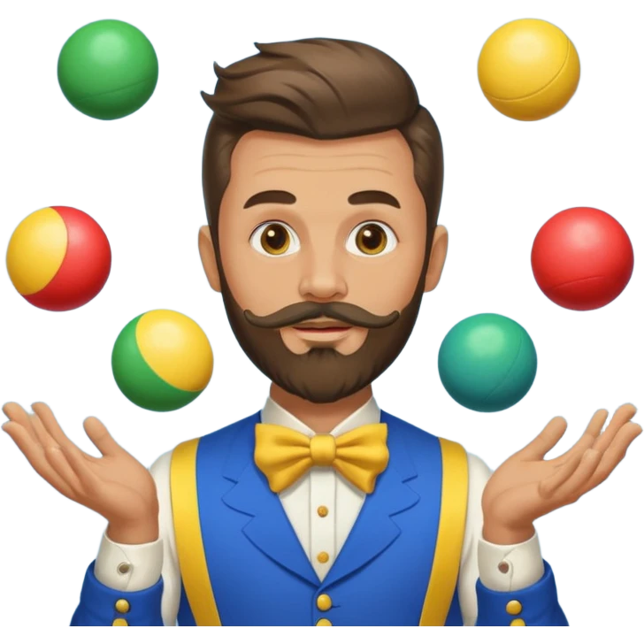 circus juggler beard zelensky juggling two balls blue and yellow emoji