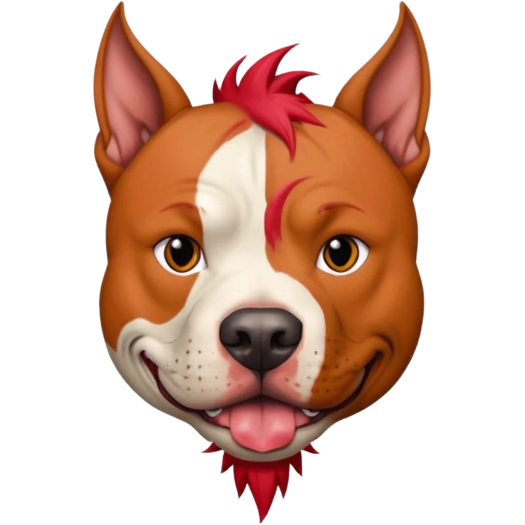 very tattoed face pitbull dog with red spiky hair emoji