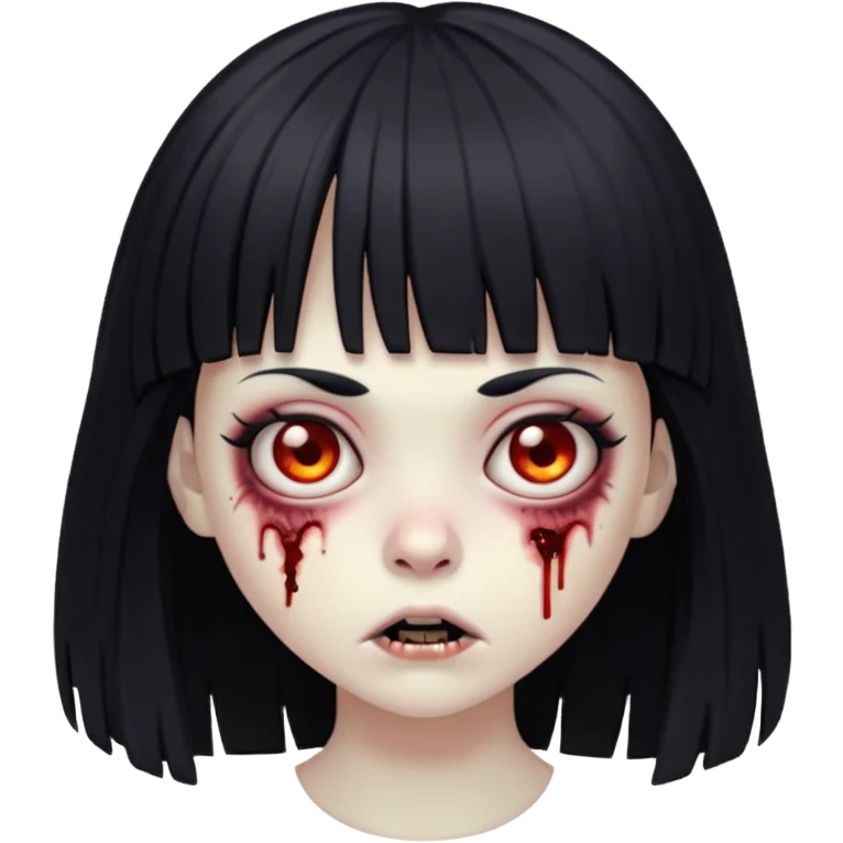 girl zombie with black hair with bangs emoji