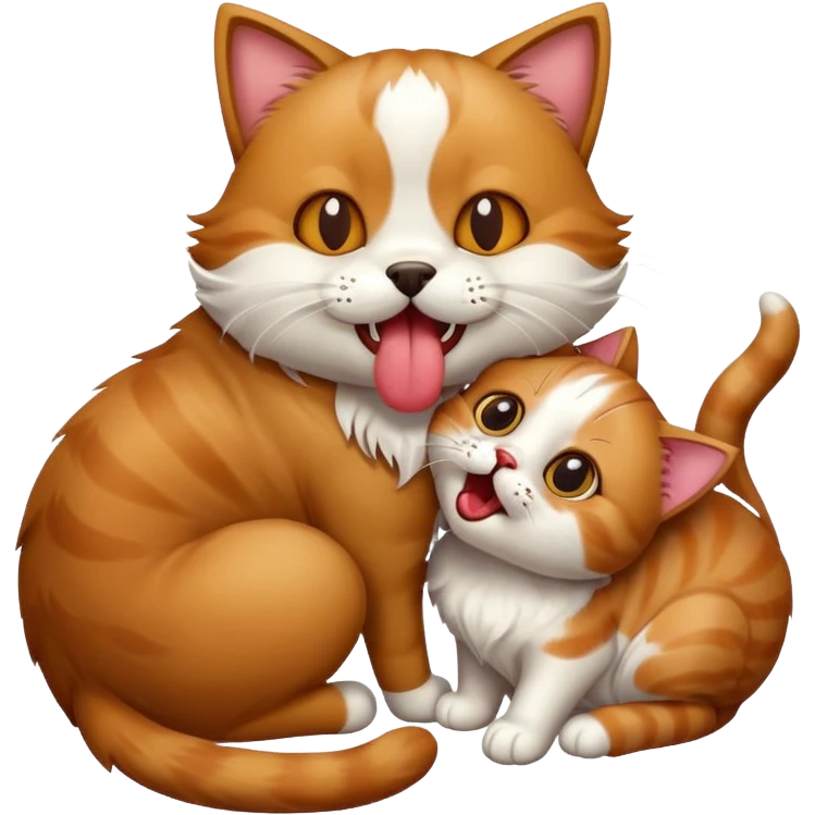A cat licking a dog emoji