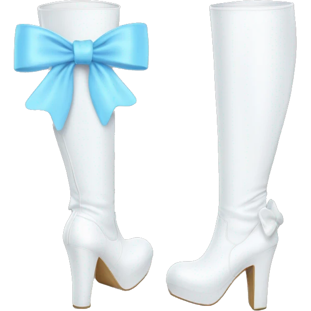 White thigh high boots with baby blue bow emoji