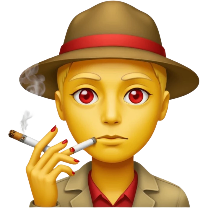 Yellow circle Smoking a blunt with red eyes  emoji