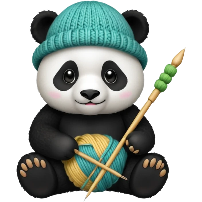 panda creating knitting emoji