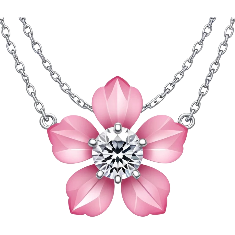 Pink Flower shaped diamond necklace  emoji